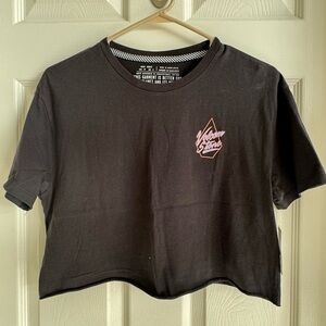 Volcom Black Crop Top with Pink Logo